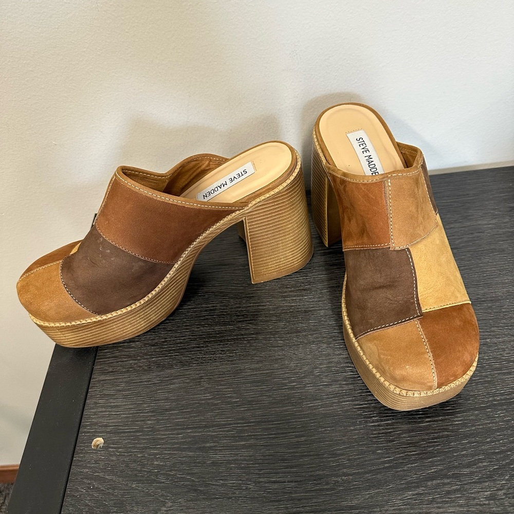 Steve Madden Brown Patchwork Mules - image 1